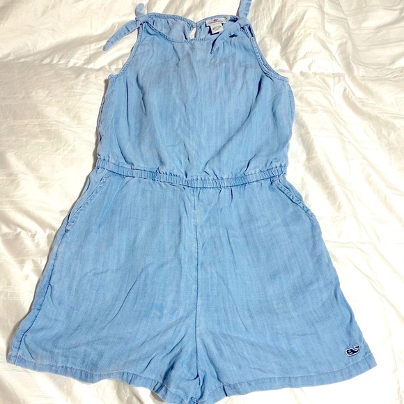 Vineyard Vines Girls Chambray Romper - Large - Picture 2 of 8
